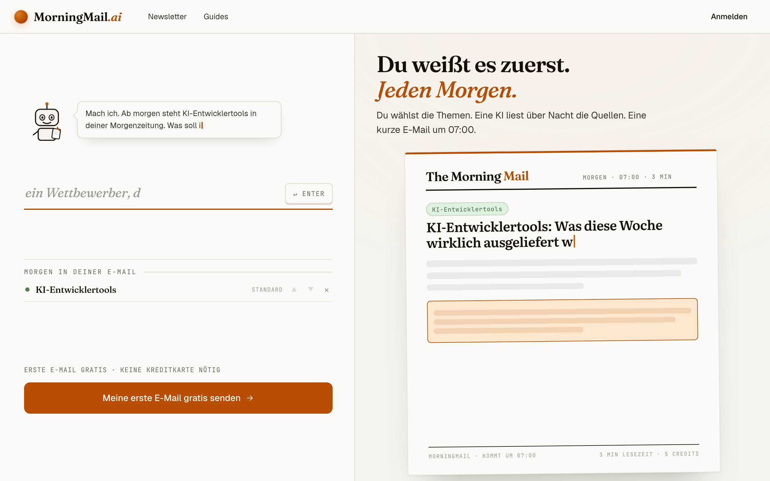 KI-News für Entwickler: täglich per E-Mail — ohne Feed-Chaos — KI-Entwicklertools · Was kam heute