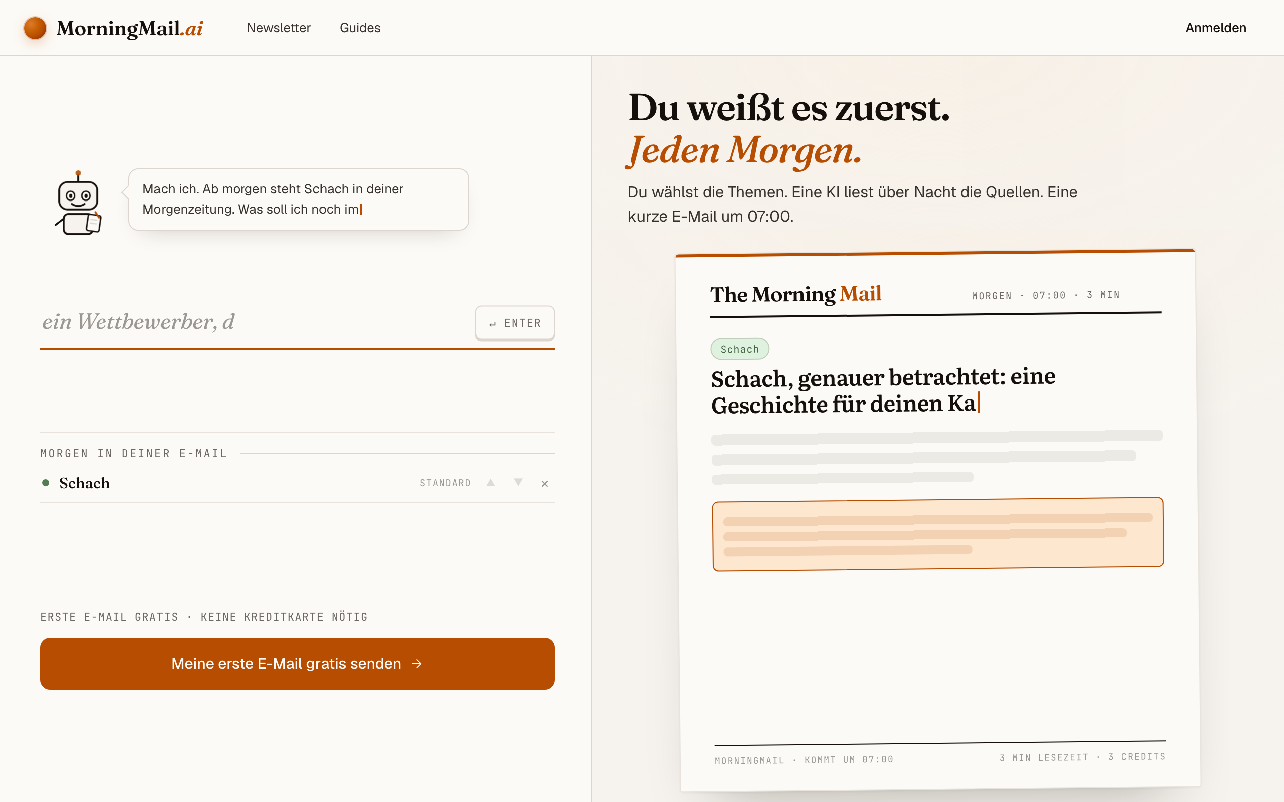 Schach-News täglich per E-Mail — ohne dich durch Foren und Feeds zu scrollen — Schach · Wissenswertes