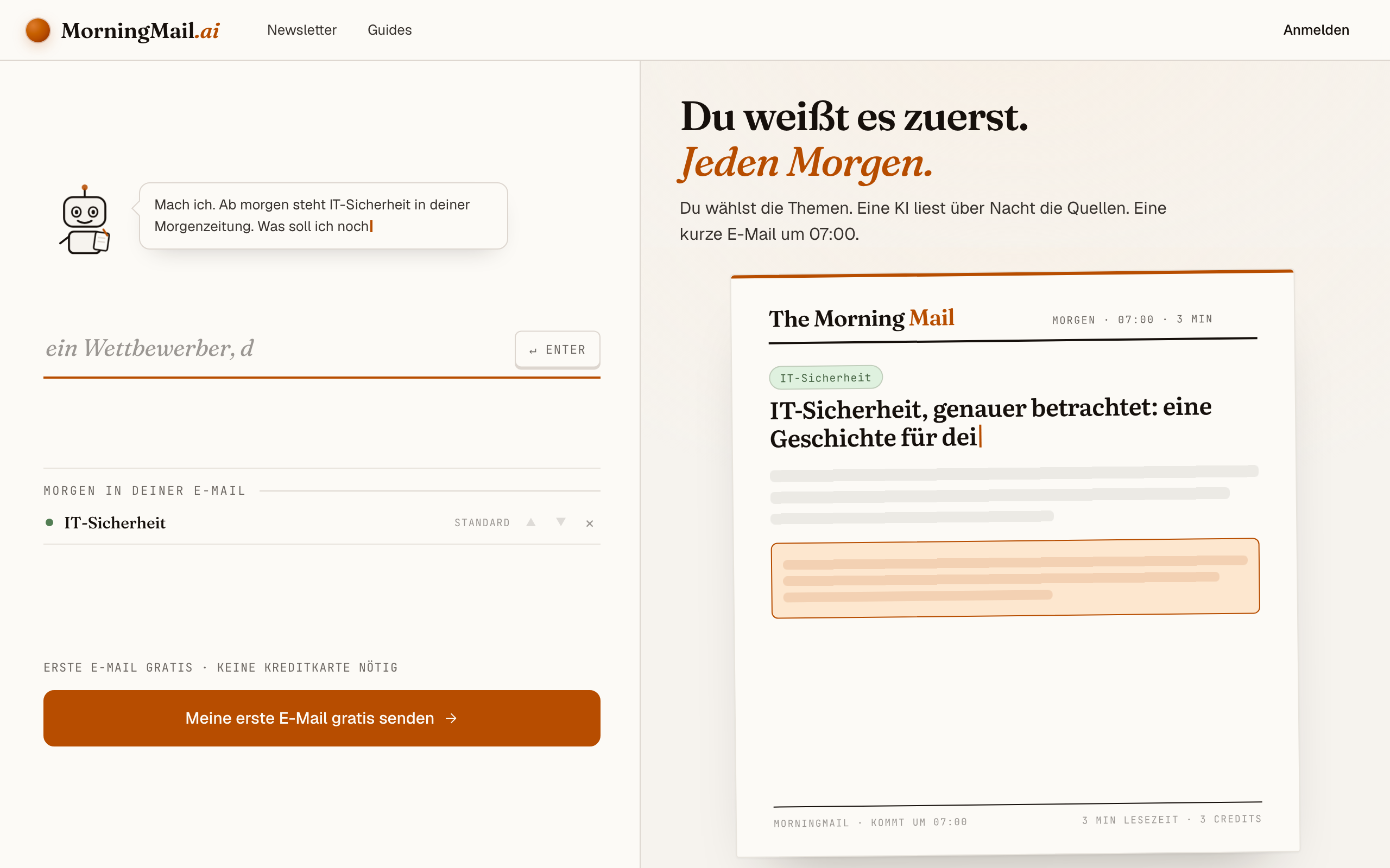 IT-Sicherheits-News täglich per E-Mail — Signal statt Vendor-Marketing — IT-Sicherheit · Branchen-Briefing
