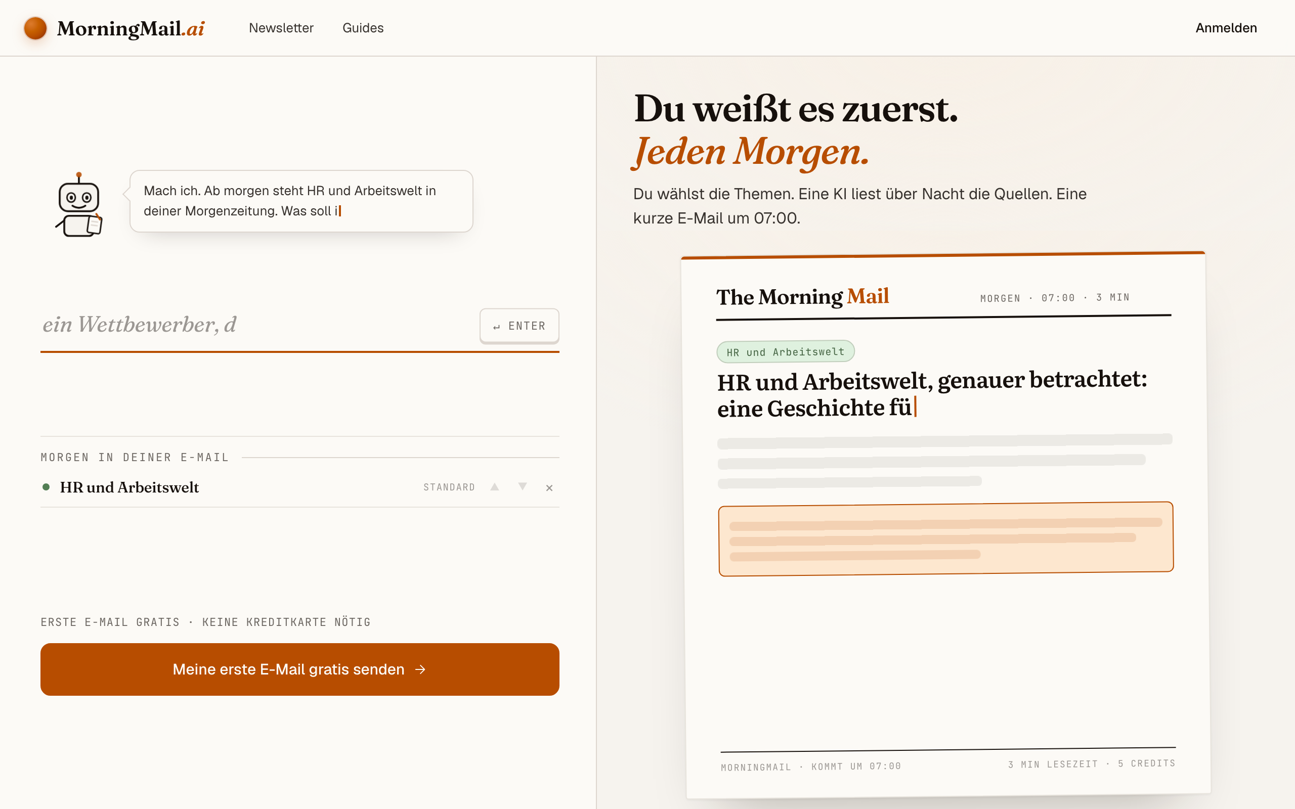 HR-News täglich per E-Mail — dein Morgen-Briefing vor dem ersten One-on-One — HR und Arbeitswelt · Branchen-Briefing