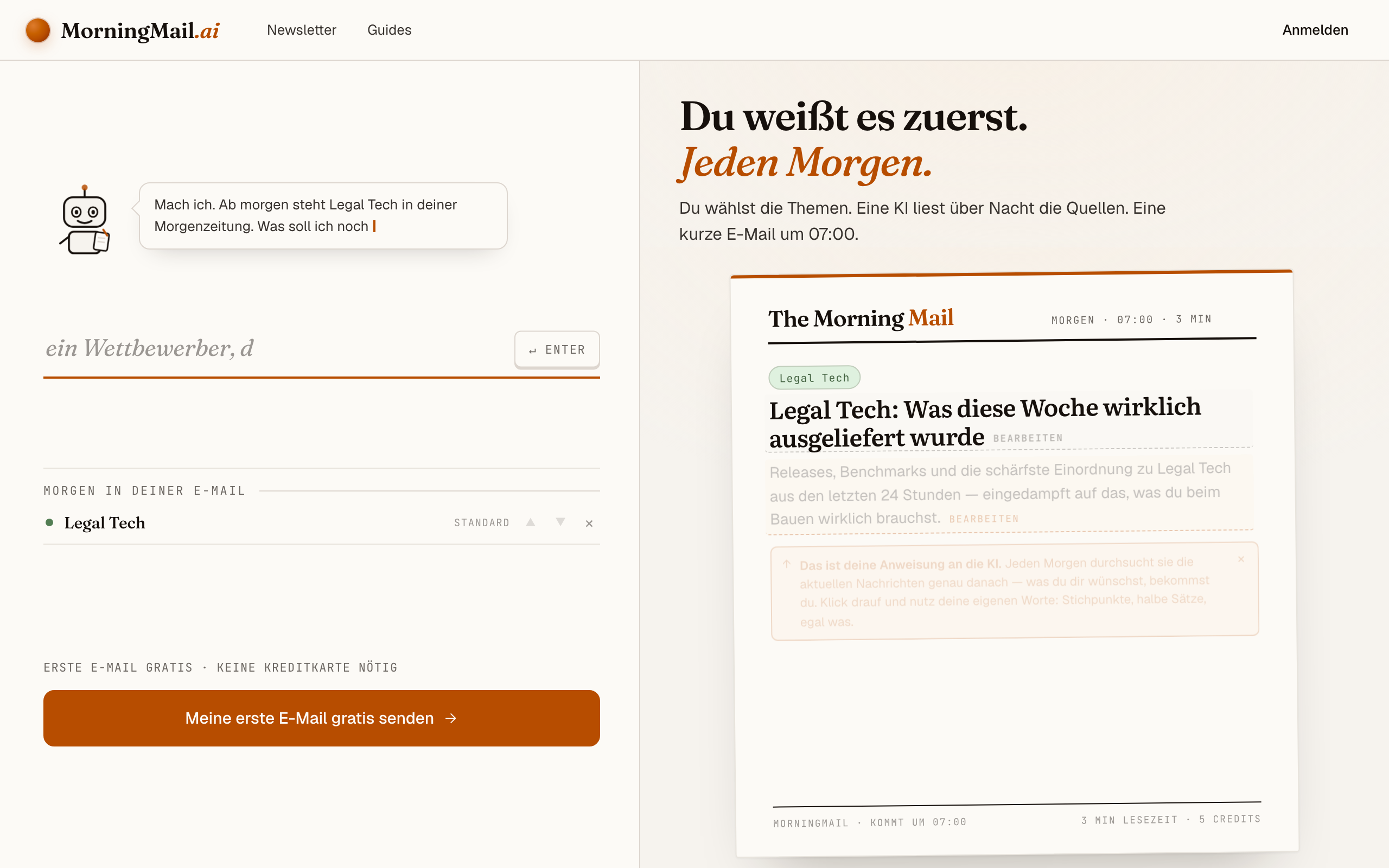 Legal-Tech-News für Juristen: jeden Morgen eine kurze E-Mail statt zehn Fachportale — Legal Tech · Branchen-Briefing