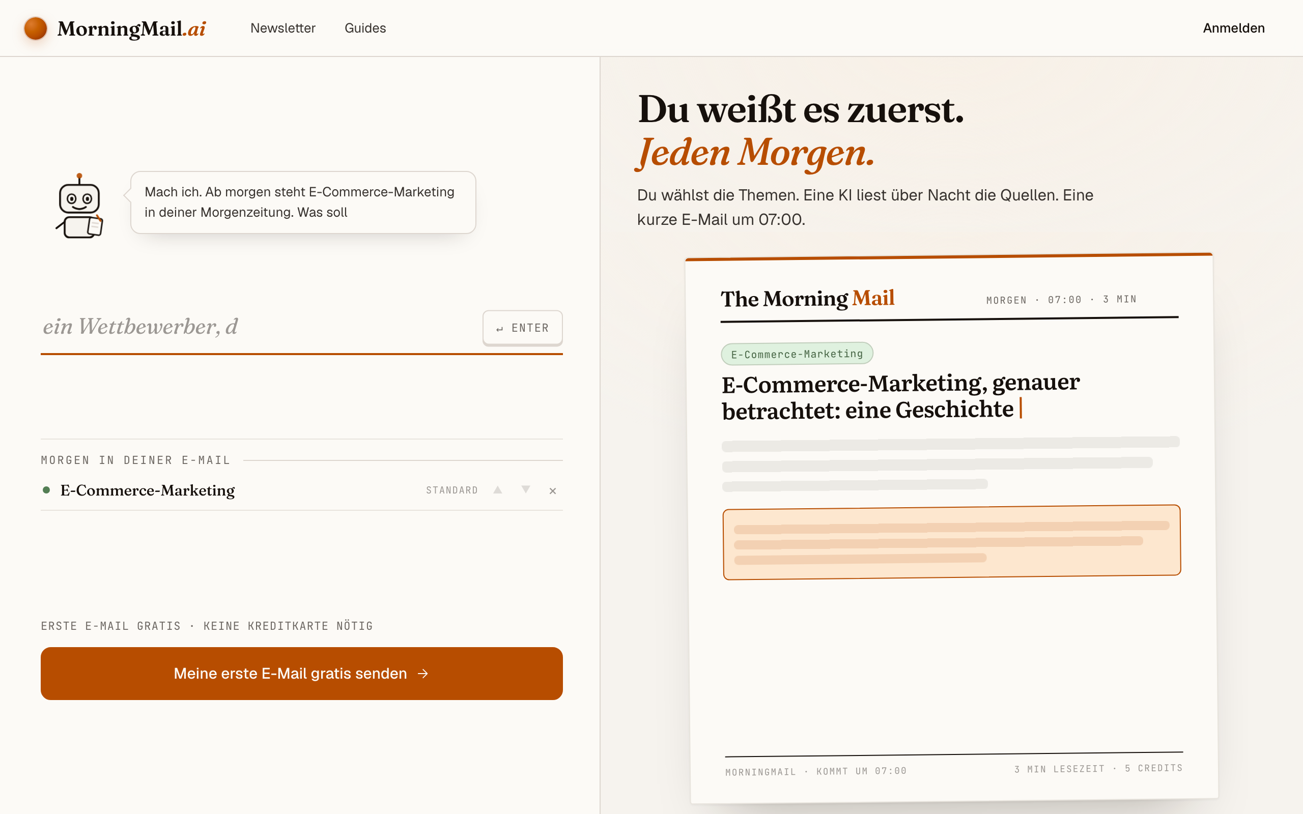 E-Commerce-Marketing-News täglich per E-Mail — dein Briefing als Shop-Gründer:in — E-Commerce-Marketing · Branchen-Briefing
